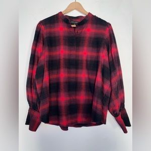 NWOT banana republic, red and black fleece hidden button down top